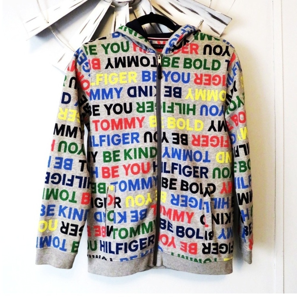 Tommy Hilfiger "Be You Be Bold Be Kind" Multicolor Logo Zip‎ Hoodie